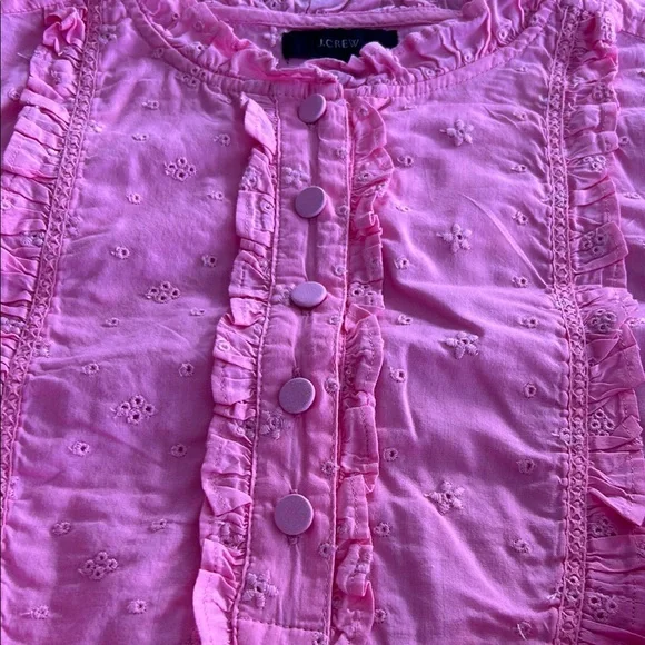 J.Crew Pink Ruffled Long Sleeve Blouse - Picture 5 of 7